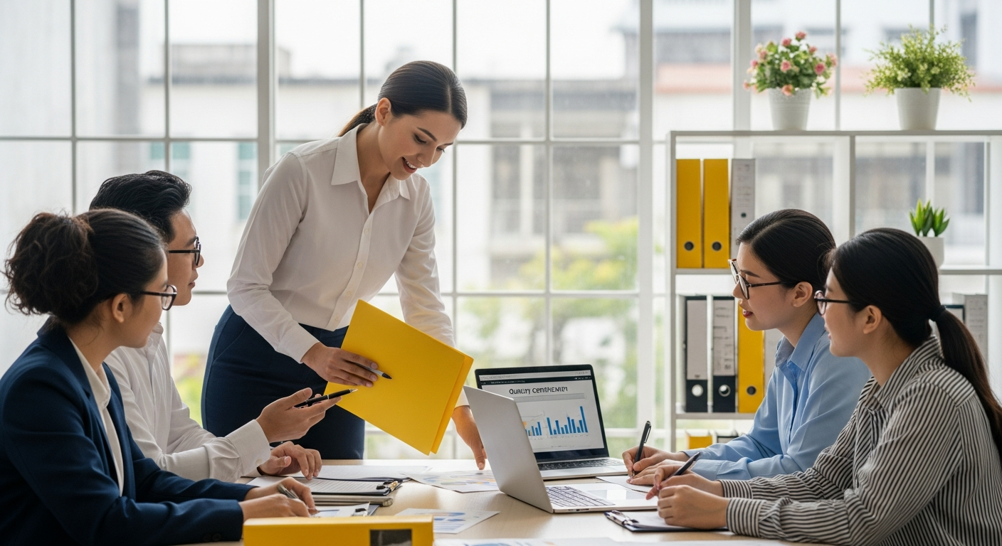 Kwaliteitsmanager analyseert kosten en ROI van iso 9001 certificering implementatie