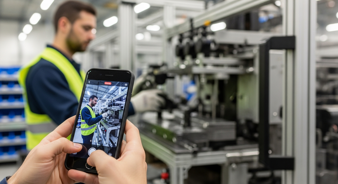 Capture vidéo d'expertise industrielle sur smartphone pour apprentissage entreprise moderne