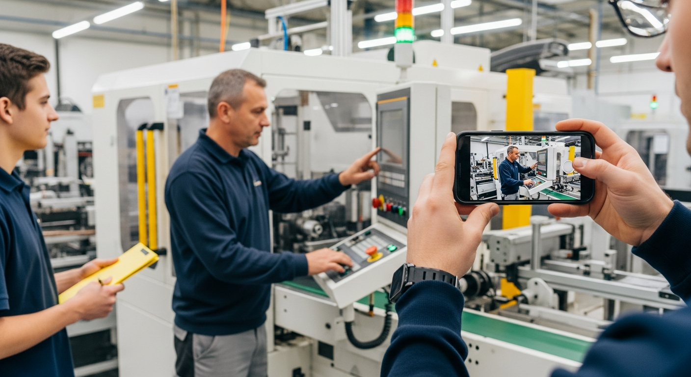 Expert worker sharing knowledge through video capture for manufacturing knowledge sharing system